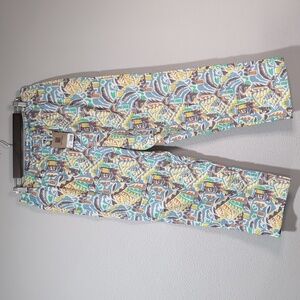 NWT Patagonia Women's Funhoggers‎ Pants Size L Thriving Planet Lago Blu